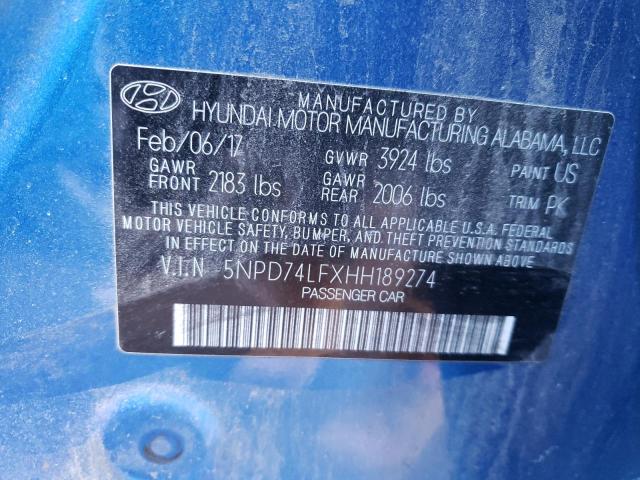2017 HYUNDAI ELANTRA SE 5NPD74LFXHH189274