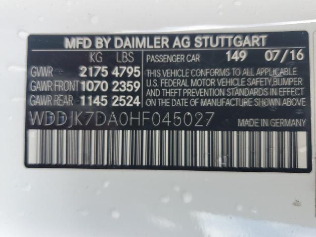 2017 Mercedes-Benz Sl 550 VIN: WDDJK7DA0HF045027 Lot: 41849854
