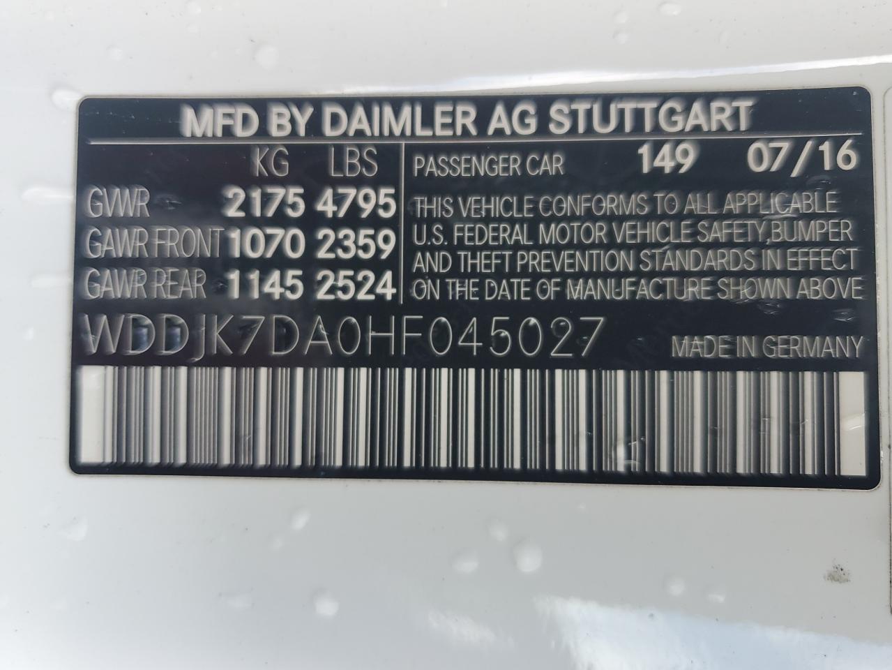 wddjk7da0hf045027 WDDJK7DA0HF045027 2017 Mercedes-Benz Sl 550
