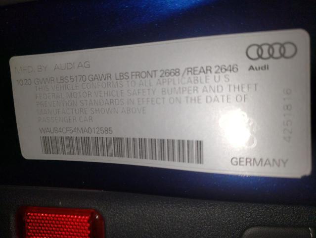 2021 AUDI S5 PRESTIG WAUB4CF54MA012585