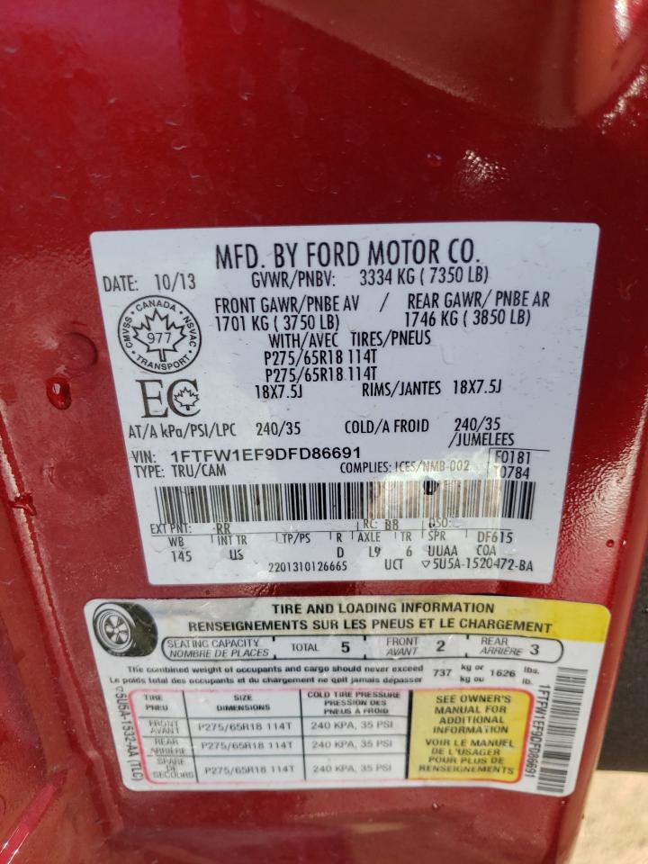 1FTFW1EF9DFD86691 2013 Ford F150 Supercrew