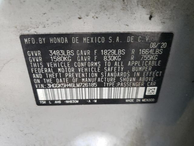Lot #2421214977 2020 HONDA FIT LX salvage car