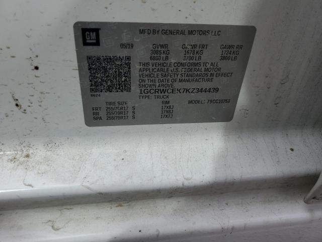 2019 CHEVROLET SILVERADO 1GCRWCEK7KZ344439