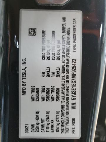 2021 TESLA MODEL 3 5YJ3E1EC7MF925423