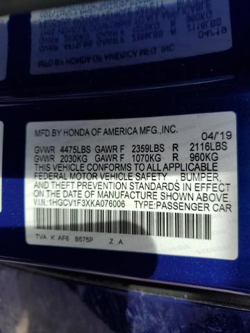 2019 HONDA ACCORD SPO 1HGCV1F3XKA076006