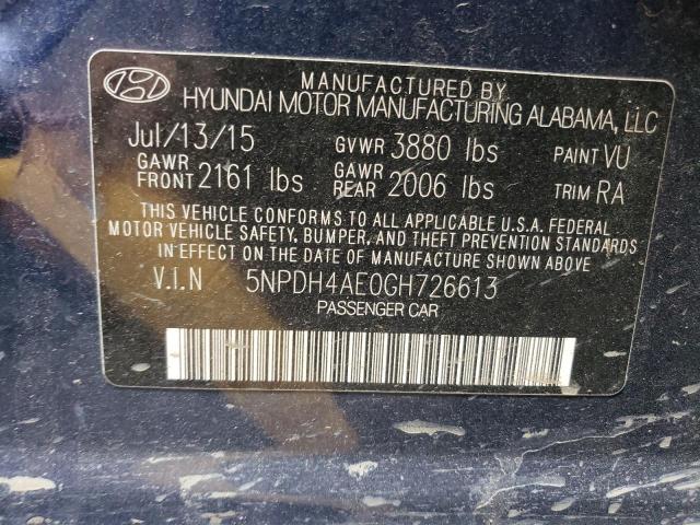 2016 HYUNDAI ELANTRA SE 5NPDH4AE0GH726613