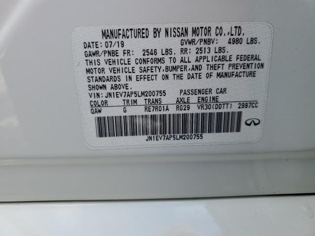 2020 Infiniti Q50 Pure VIN: JN1EV7AP5LM200755 Lot: 42294494