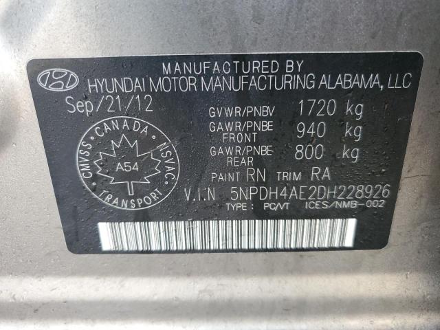 2013 Hyundai Elantra Gls VIN: 5NPDH4AE2DH228926 Lot: 44400074