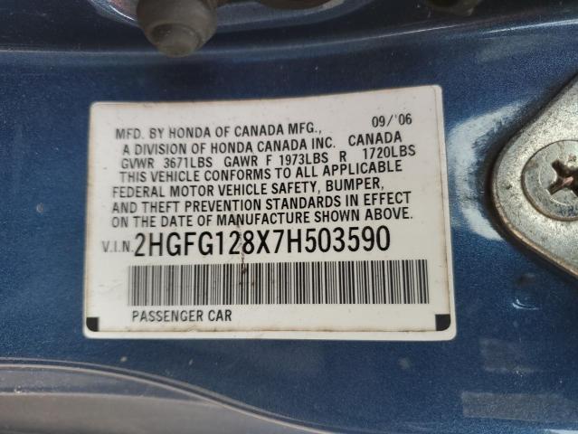 2007 Honda Civic Ex VIN: 2HGFG128X7H503590 Lot: 43814014