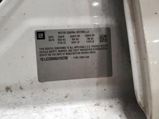 2016 CHEVROLET SONIC LT 1G1JC5SH6G4159788