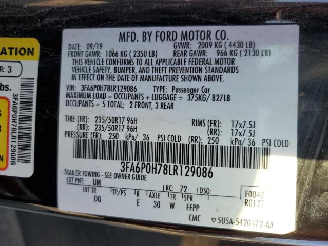 VIN 3FA6P0H78LR129086 2020 Ford Fusion, SE no.13