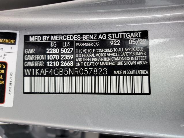 2022 Mercedes-Benz C 300 VIN: W1KAF4GB5NR057823 Lot: 41430074