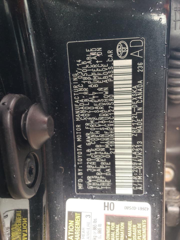 2T1BURHEXEC127580 2014 Toyota Corolla L