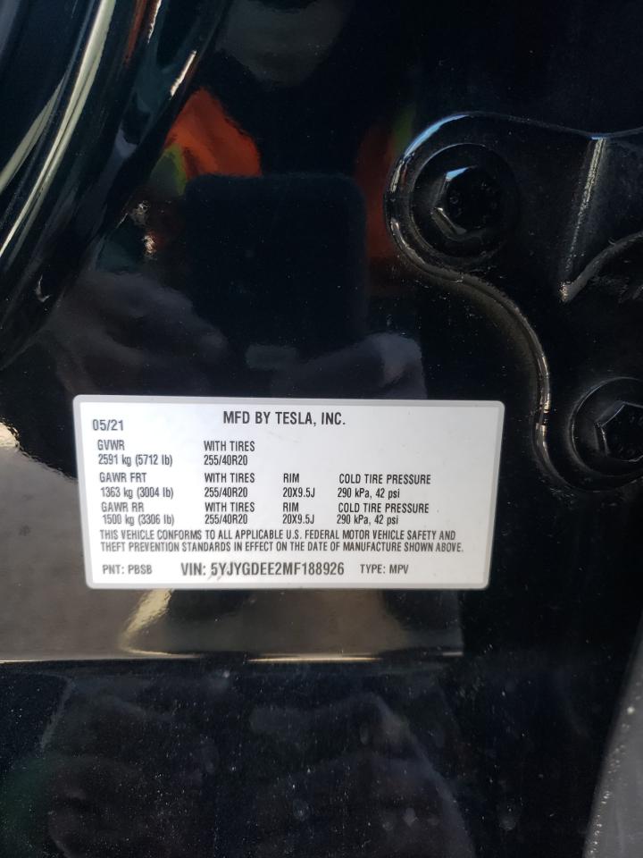 5YJYGDEE2MF188926 2021 Tesla Model Y