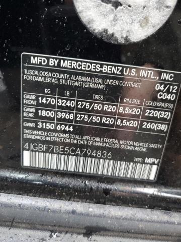 Lot #2477792090 2012 MERCEDES-BENZ GL 450 4MA salvage car