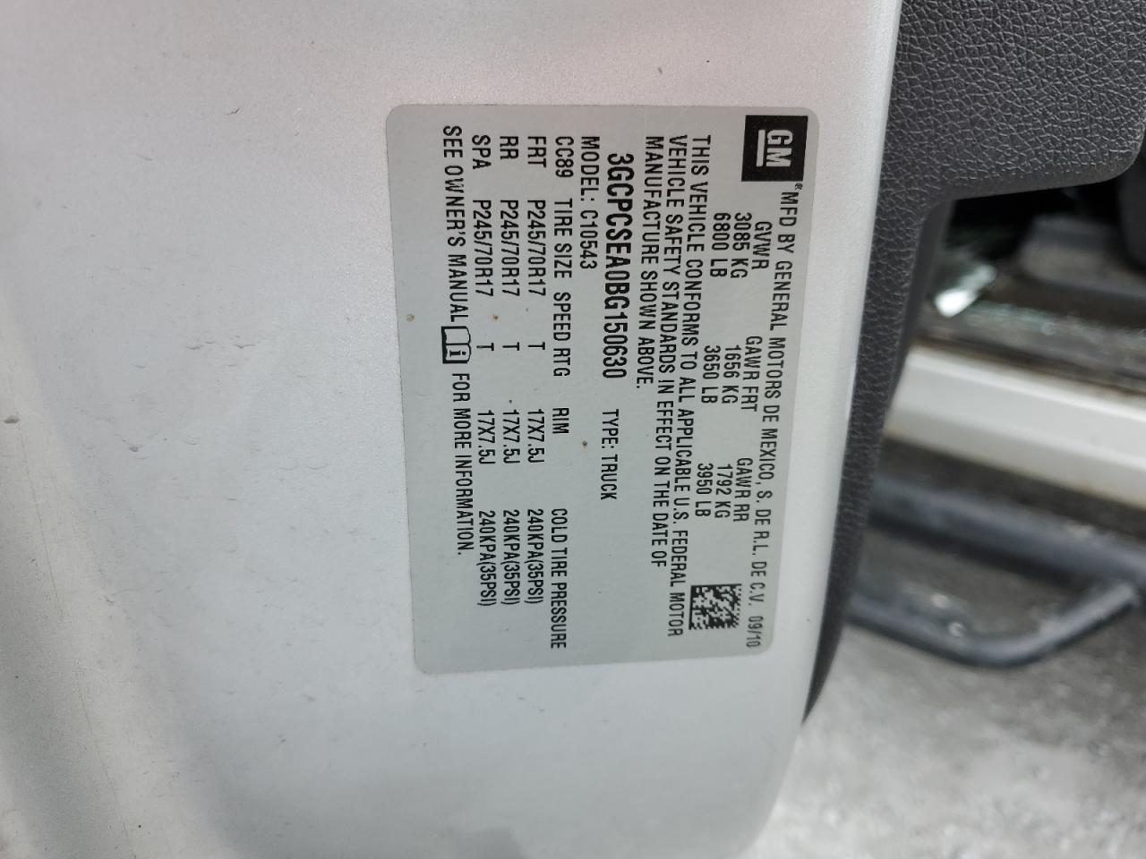 3GCPCSEA0BG150630 2011 Chevrolet Silverado C1500 Lt