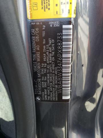 2006 BMW 325 Ci VIN: WBABW33476PX88733 Lot: 41718454