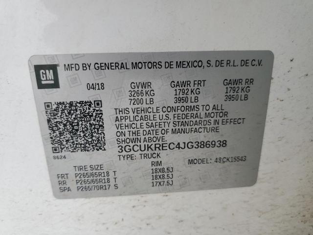 2018 CHEVROLET SILVERADO 3GCUKREC4JG386938