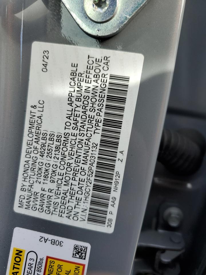 1HGCY2F52PA031132 2023 Honda Accord Hybrid Sport