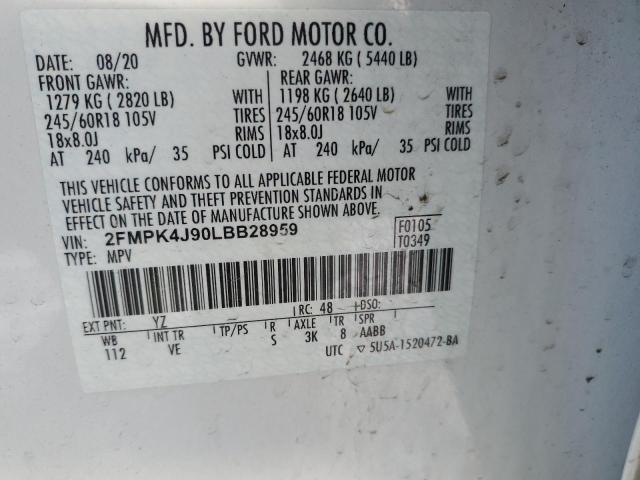 2020 FORD EDGE SEL 2FMPK4J90LBB28959