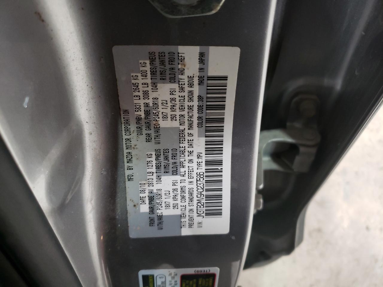 JM3TB2MV9A0237586 2010 Mazda Cx-9