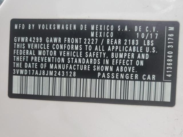 2018 VOLKSWAGEN JETTA SPOR 3VWD17AJ8JM243128