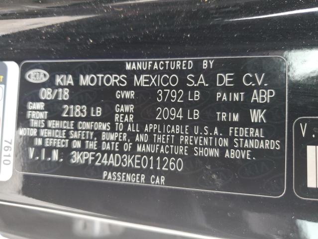 2019 KIA FORTE FE 3KPF24AD3KE011260