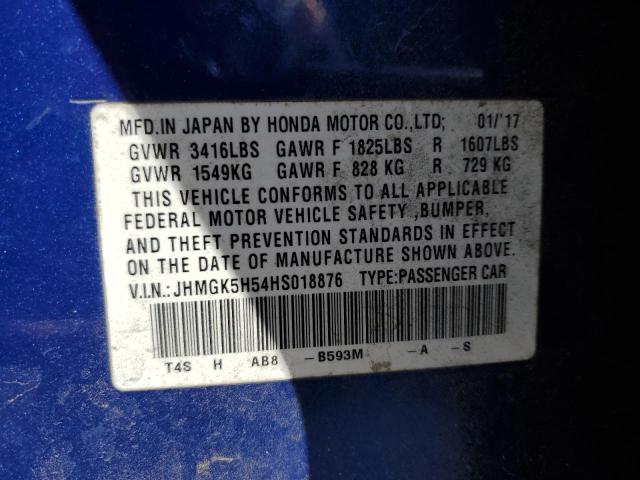 2017 HONDA FIT LX JHMGK5H54HS018876