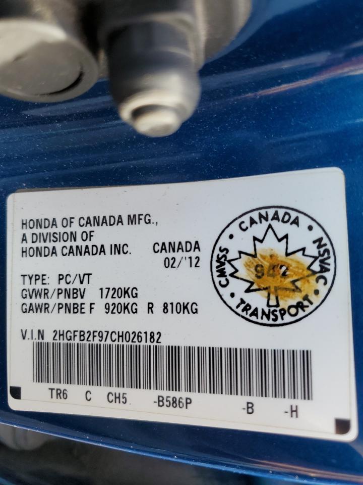 2HGFB2F97CH026182 2012 Honda Civic Exl