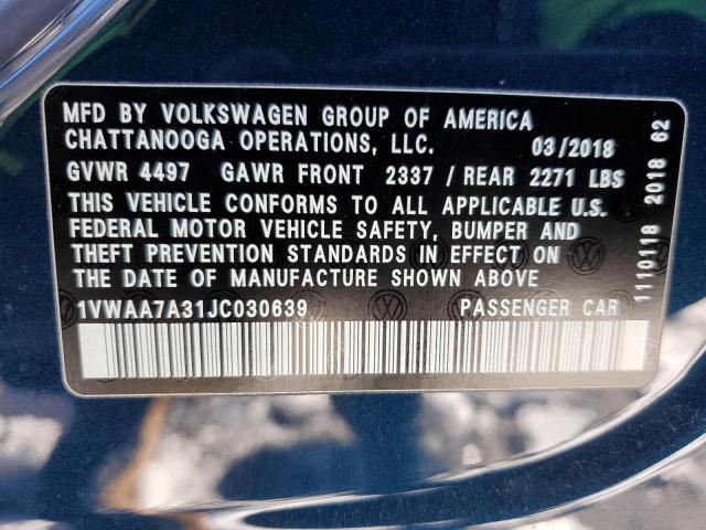 2018 VOLKSWAGEN PASSAT S 1VWAA7A31JC030639