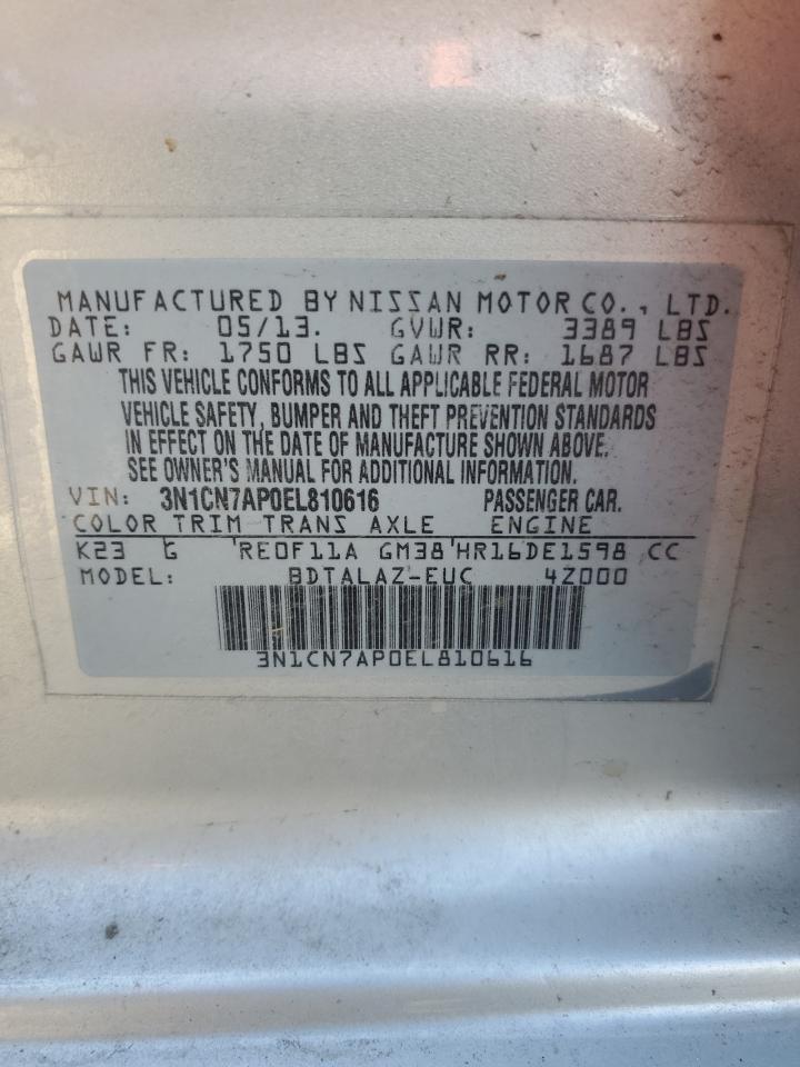 3N1CN7AP0EL810616 2014 Nissan Versa S