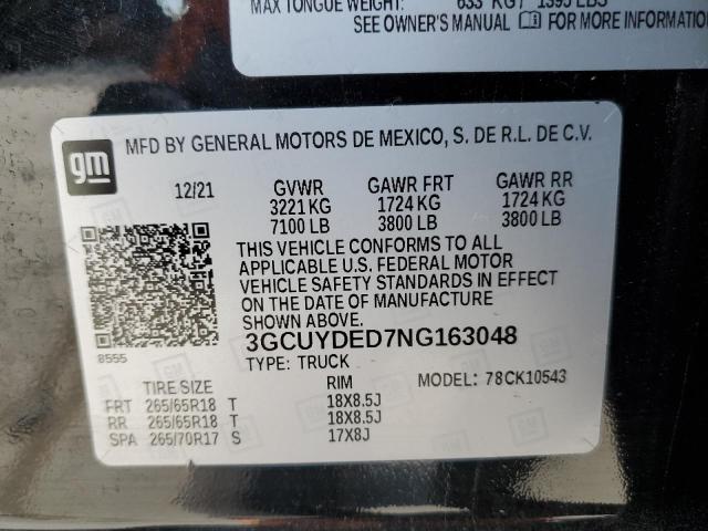 2022 CHEVROLET silverado 3GCUYDED7NG163048