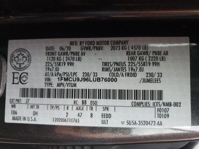 1FMCU9J96LUB76000 2020 FORD ESCAPE - Image 13