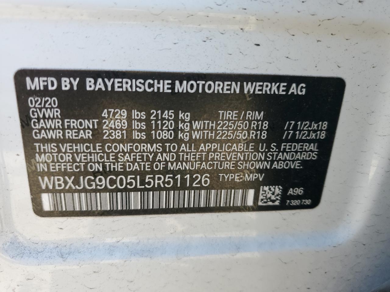 WBXJG9C05L5R51126 2020 BMW X1 xDrive28I