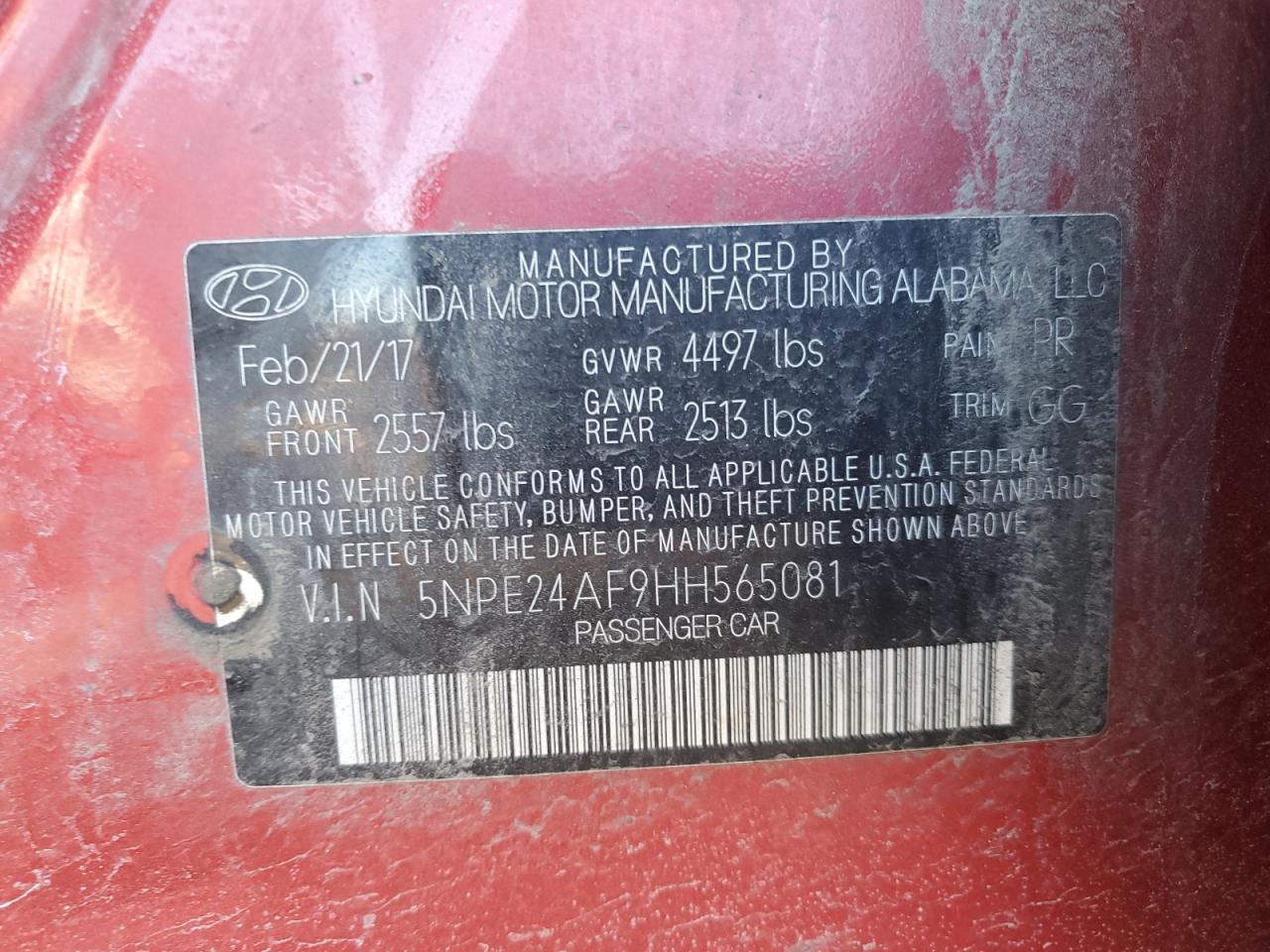 5NPE24AF9HH565081 2017 Hyundai Sonata Se