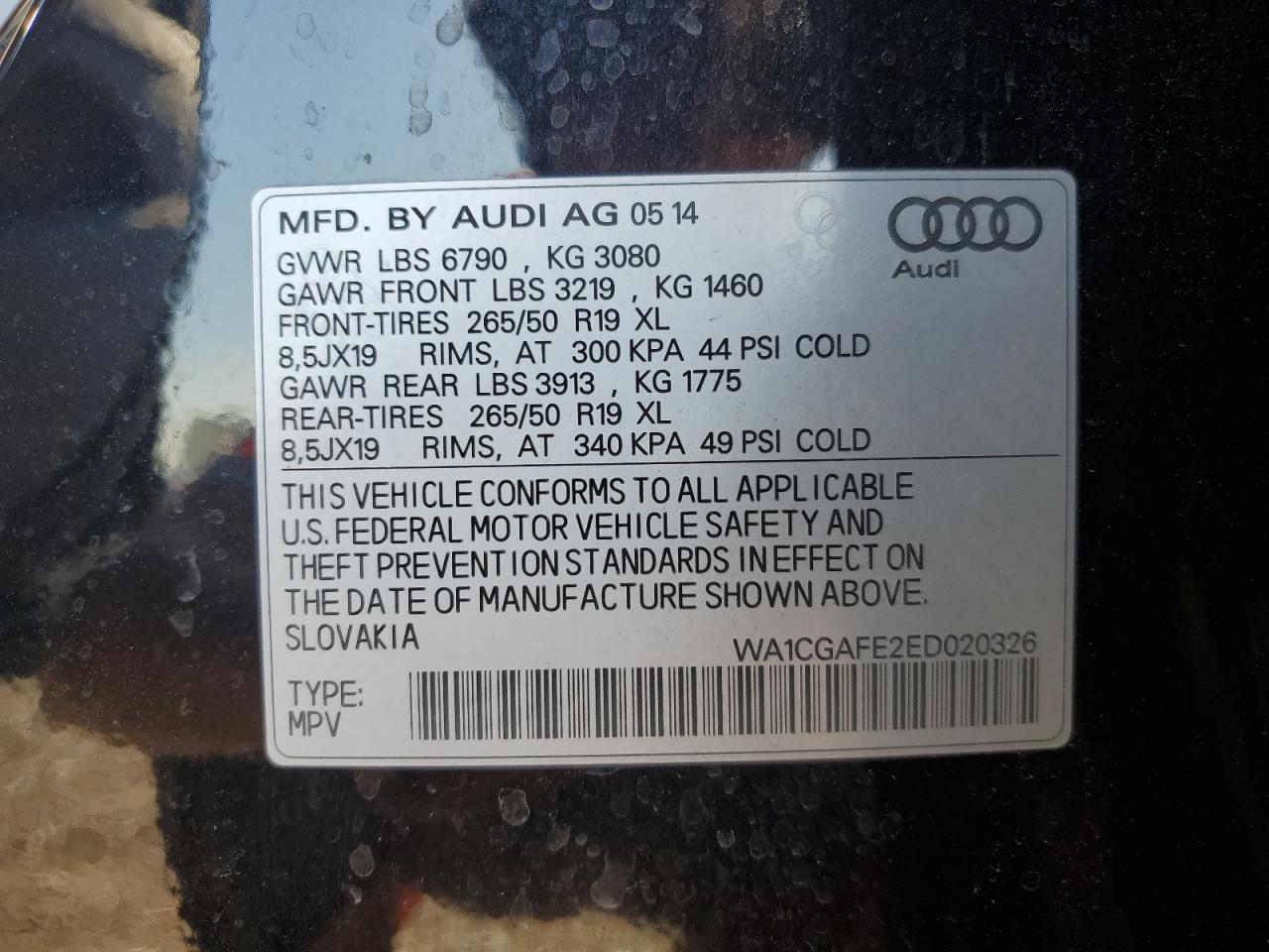 WA1CGAFE2ED020326 2014 Audi Q7 Premium