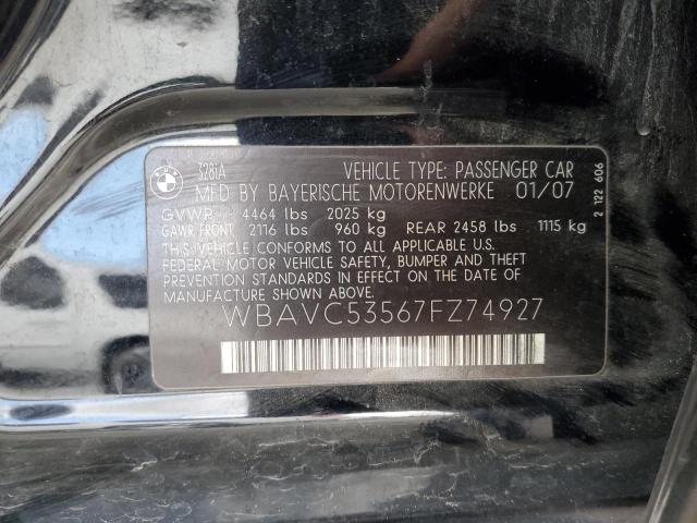 WBAVC53567FZ74927 2007 BMW 328 I Sulev