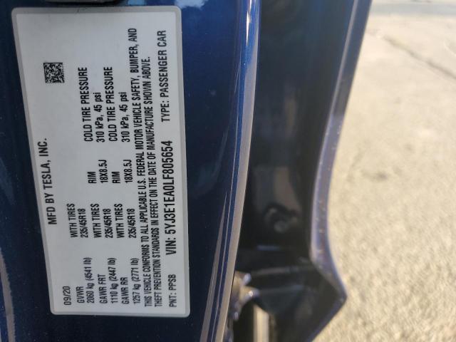 2020 TESLA MODEL 3 5YJ3E1EA0LF805654
