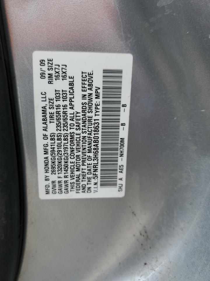 5FNRL3H68AB018631 2010 Honda Odyssey Exl