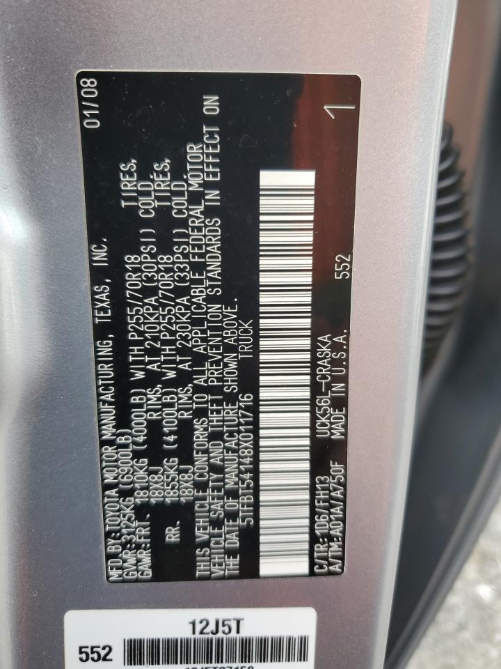 5TFBT54148X011716 2008 Toyota Tundra Double Cab