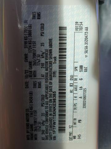 2022 FORD F150 SSV 1FTFW1T5XNKE98385