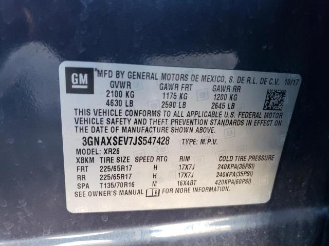 2018 CHEVROLET EQUINOX LT 3GNAXSEV7JS547428