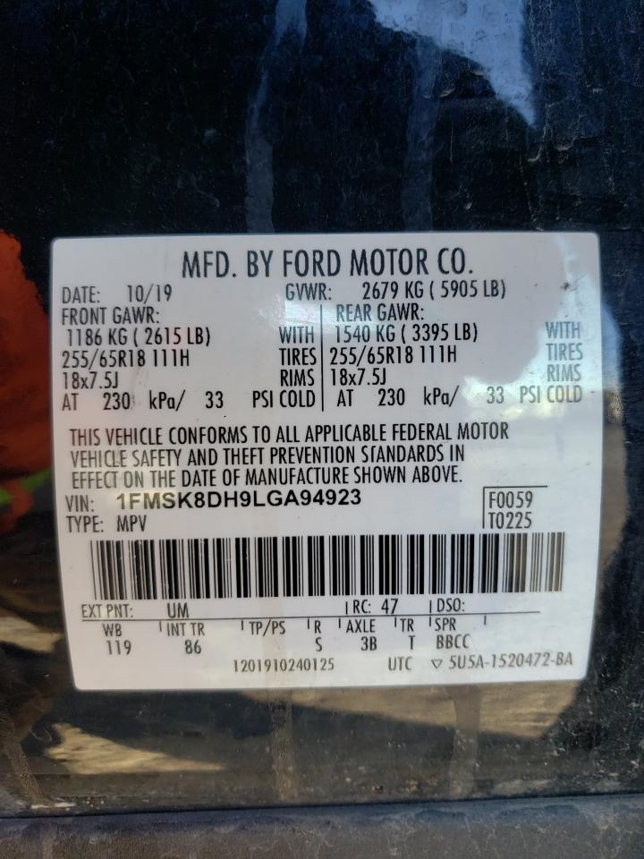 1FMSK8DH9LGA94923 2020 Ford Explorer Xlt