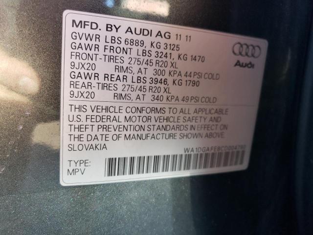 Lot #2459780057 2012 AUDI Q7 PRESTIG salvage car