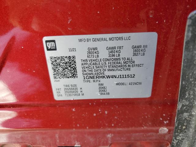 2022 CHEVROLET TRAVERSE L 1GNERHKW4NJ111512