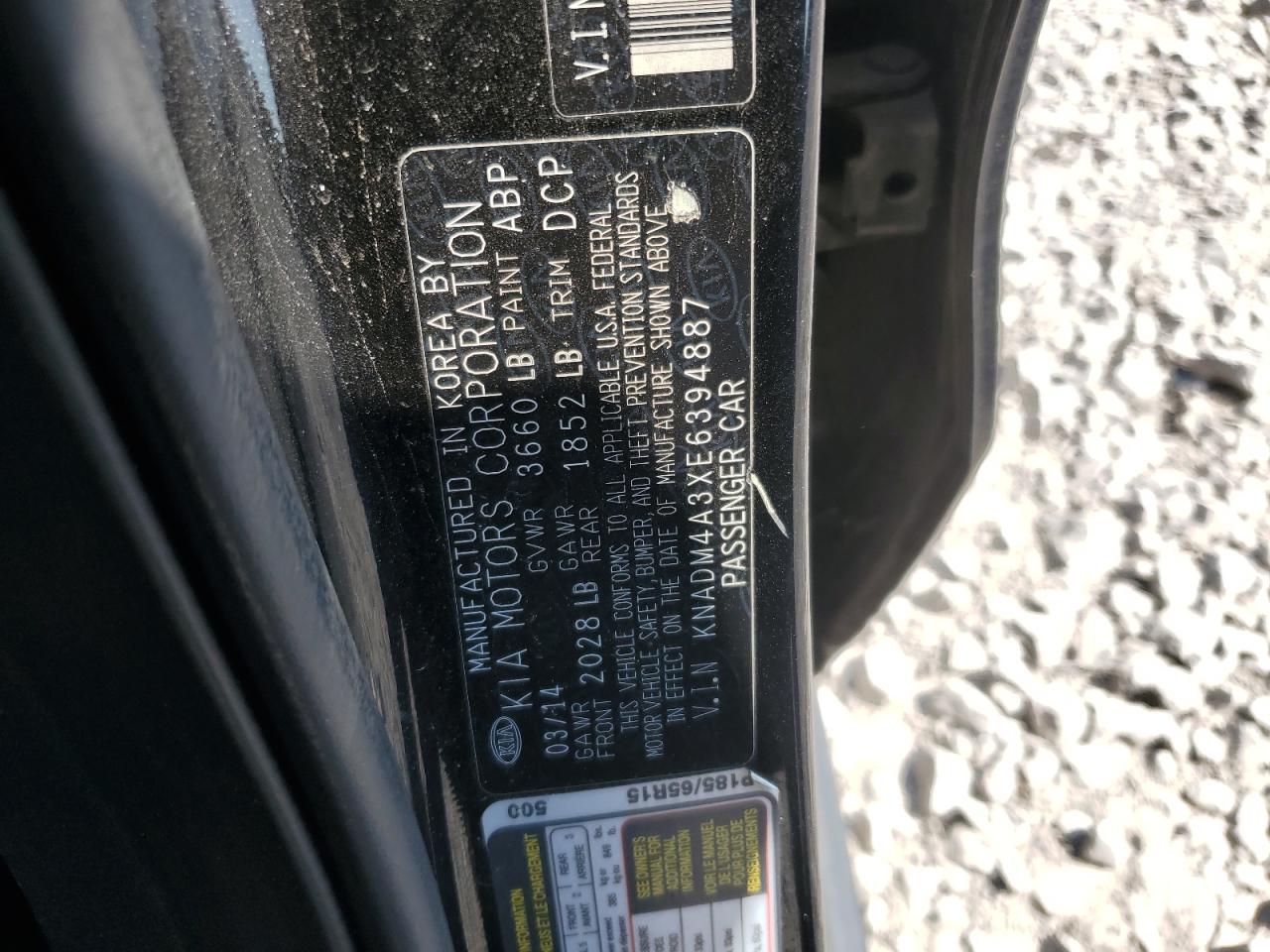 KNADM4A3XE6394887 2014 Kia Rio Lx