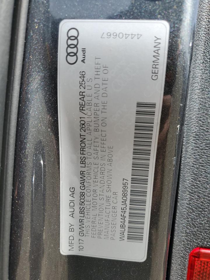 WAUB4AF45JA089957 2018 Audi S4 Premium Plus