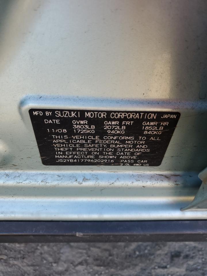 JS2YB417796202916 2009 Suzuki Sx4 Touring