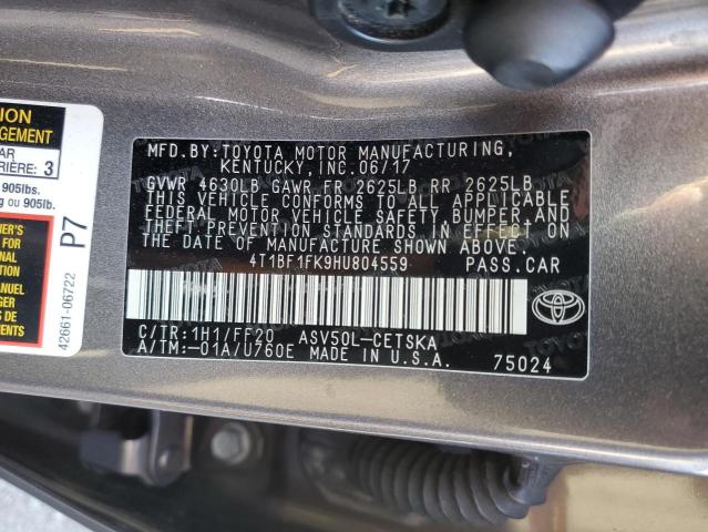 2017 TOYOTA CAMRY LE 4T1BF1FK9HU804559