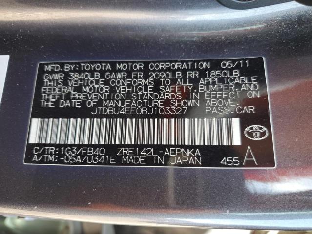 2011 Toyota Corolla Base VIN: JTDBU4EE0BJ103327 Lot: 44710044